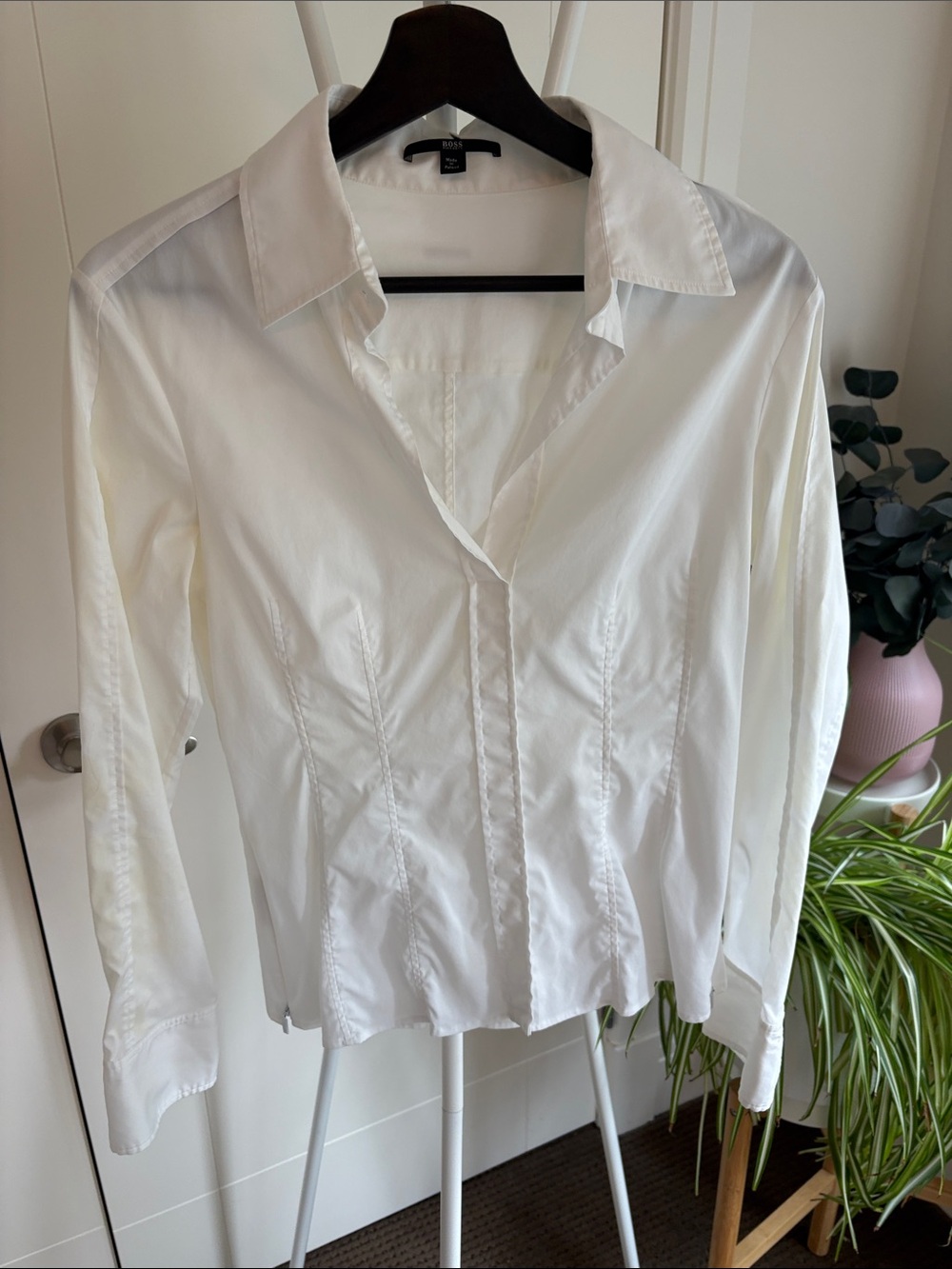 Hugo Boss White Women's Tailored Button-Down Shirt
